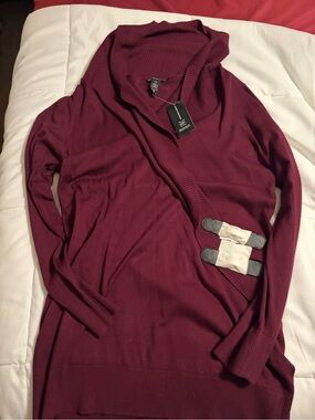 INC International Concepts Burgundy Cowl Cardigan with Toggle Detail y2k scene
